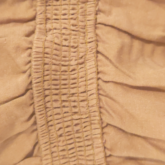 Lelis brown side shirred collared romper in medium size. - Picture 7 of 8